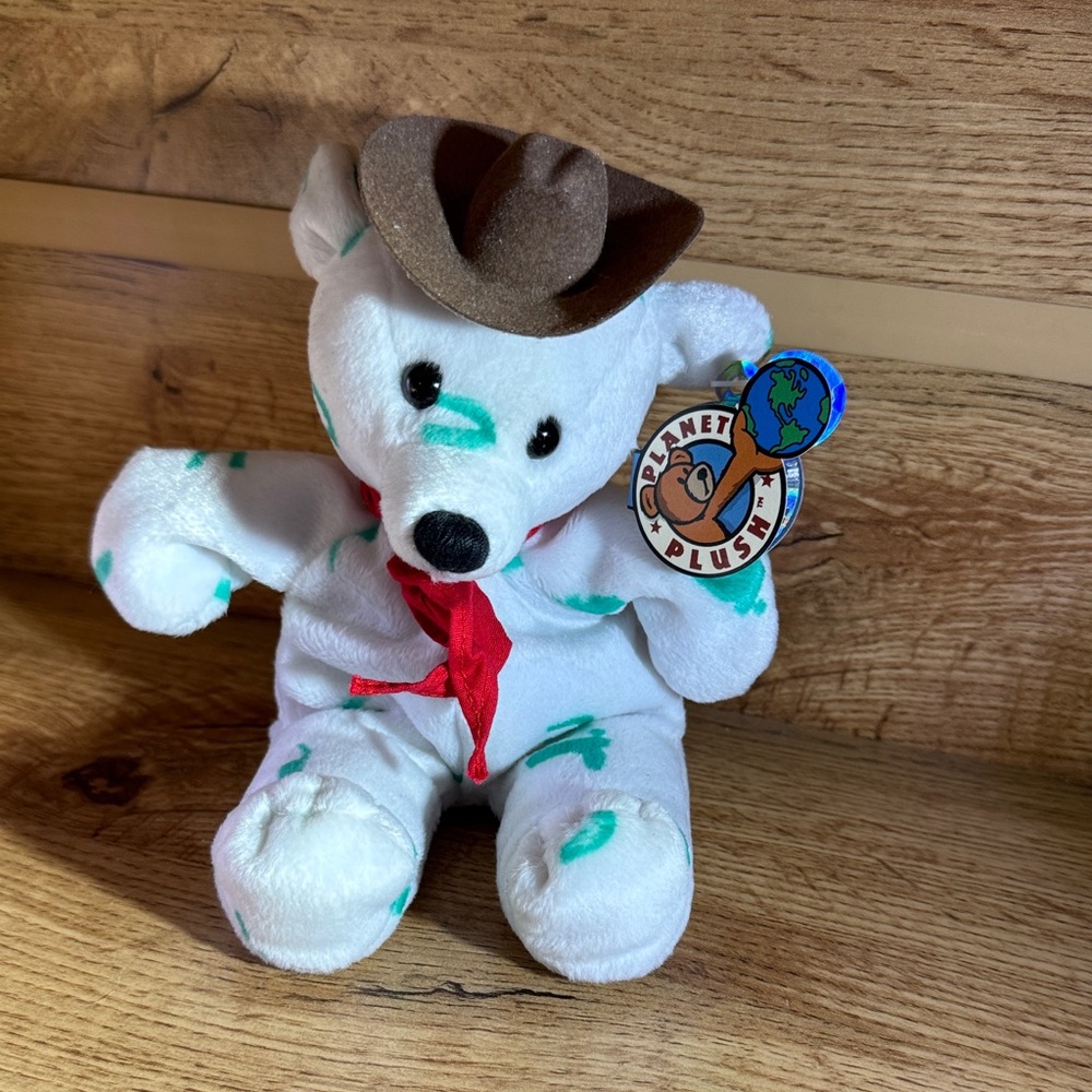 1999 Vintage BOOTS The Texas Bear with Brown Hat and Red Scarf